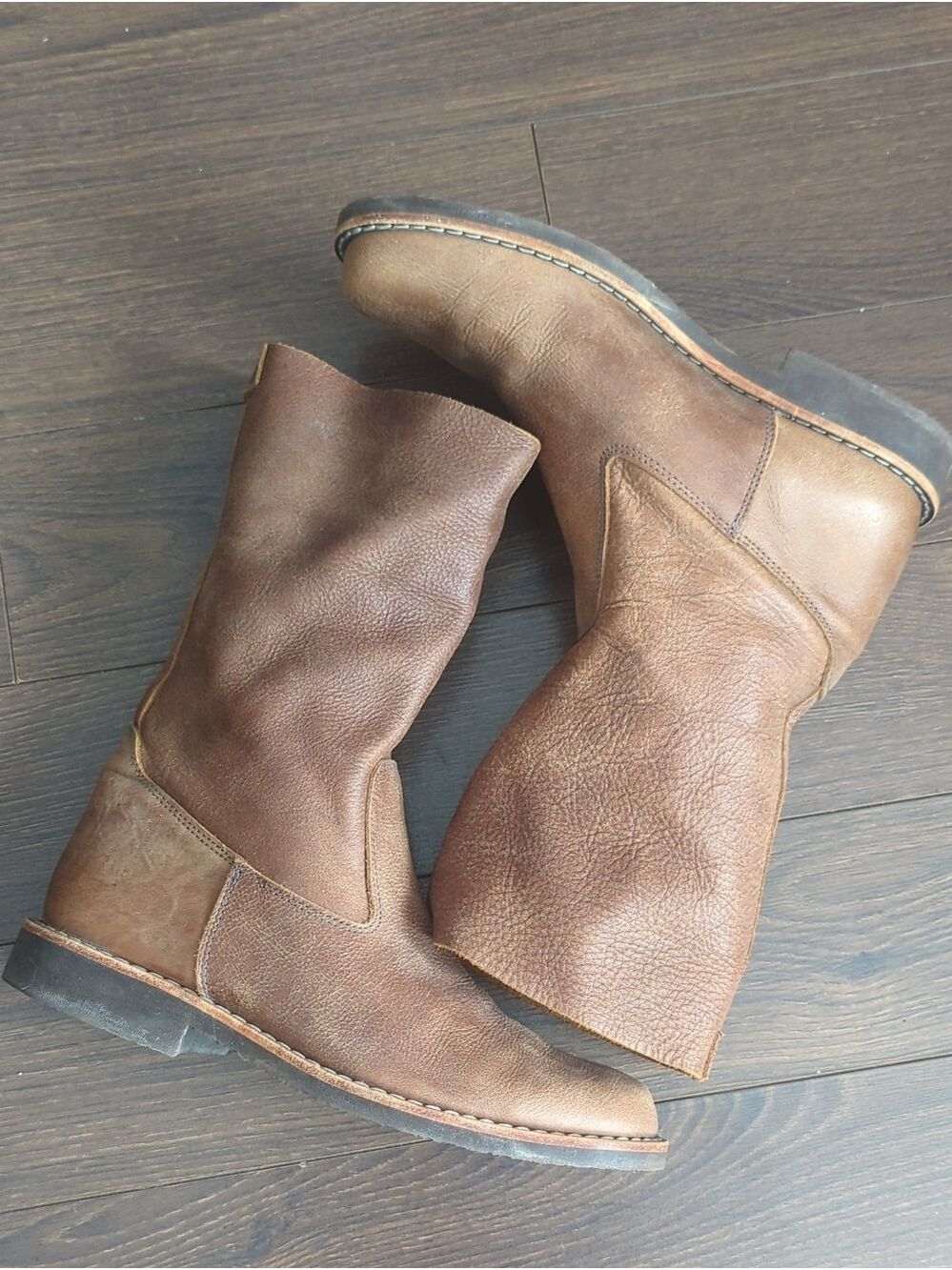 Roots Tribe Brown Leather Mid-Calf Boots - Picture 4 of 13